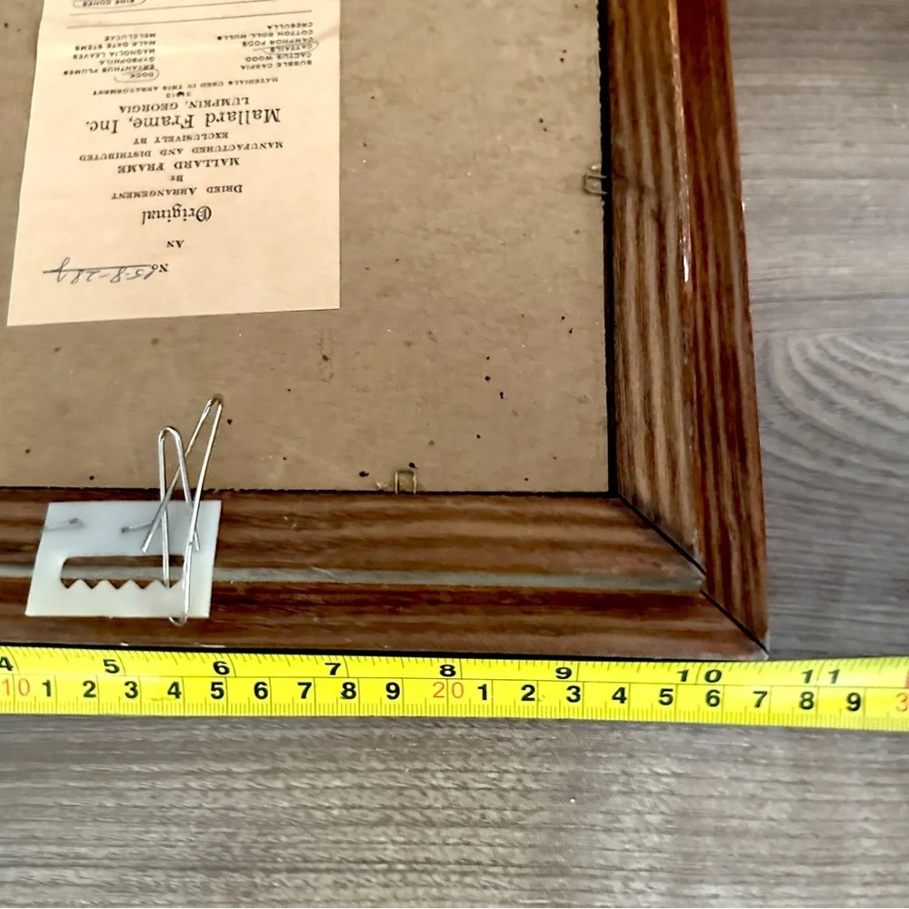 MCM Framed Natural Dried Florals On Burlap By Mallard Frame Wall Hangings Pair